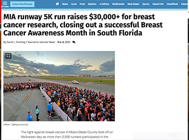 MIA runway 5K run raises $30,000+ for breast cancer research, closing out a successful Breast Cancer Awareness Month in South Florida