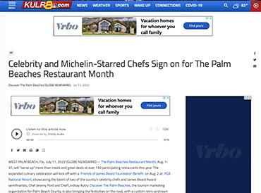 Celebrity and Michelin-Starred Chefs Sign on for The Palm Beaches Restaurant Month